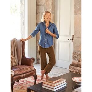 Frank & Eileen Kinsale Raw Hem Corduroy Pants Chestnut Brown Size 12